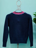 Sandro Navy Blue V-Neck Sweater with Red and Blue Accents (unisex) S:1 (preowned)
