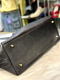 Furla Black Leather Shopper Tote with Gold Charm (preowned)