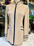ST. JOHN COLLECTION WOOL JACKET size 2
 Cream and Black Women's Coat(preowned)