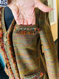 St. John Collection Olive Multicolor Tweed Jacket and Skirt Set (preowned)