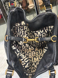 Marc by Marc Jacobs Black Leather Structured Tote Handbag with Gold Hardware (preowned)
