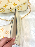 Louis Vuitton Cream and Gold Clutch with Monogram Design