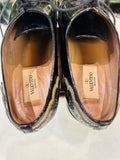 Valentino Garavani Black Patent Leather Lace-Trim Lace-Up Boots size 38.5 (preowned)