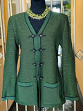 St. John Dark Green Military Style Hook & Eye Knit Jacket and Top (2pc) (preowned)