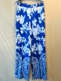 ETRO MILANO Women’s Blue Floral Paisley Print wide-leg silk Pants size 44 EUR (preowned)