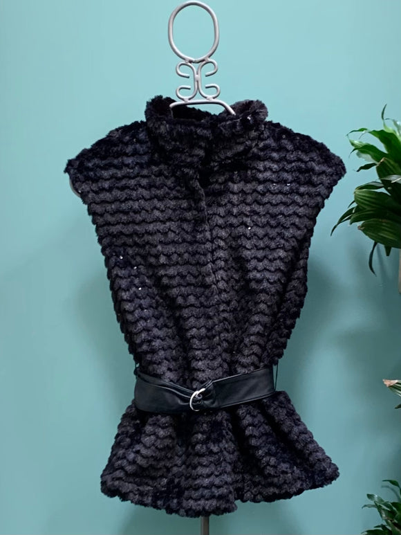 Mayoral Black Jacket Textured and Sequins with Belt for kids (preowned) w/tags