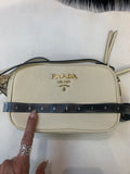 Prada Leather Cream Camera-Style Crossbody Bag (preowned)