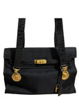 Auth Giani Versace, Rare Black Medusa Coin Shoulder Bag w/clochette closure