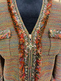 St. John Collection Olive Multicolor Tweed Jacket and Skirt Set (preowned)
