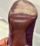 Pedro Garcia Plum Open-Toe Satin Pumps size 37 (preowned)