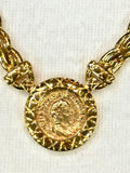 Carolee Gold Braided Necklace with Circular Pendant (preowned)