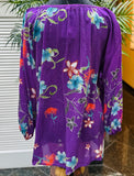 JOHNNY WAS PURPLE FORZA BLOUSE WITH FLORAL EMBROIDERY SIZE:small (preowned)