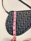 Dior Navy and Beige Monogram Saddle Shoulder Bag with Gold Hardware (preowned)