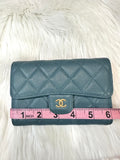 Chanel Blue / turquoise Quilted Leather Wallet (preowned)