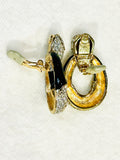 Vintage Ciner Black and Crystal Chunky Clip-On Earrings ( preowned)