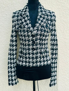 St. John Jacket Black and White multi knit Blazer size 2 (preowned)