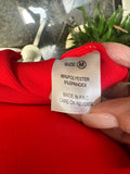 Elegant Red Ruffle Sleeve Dress (M)