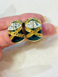 Vintage St. John Black and Gold Geometric Earrings (preowned)