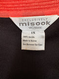 Misook Black Cardigan with Coral Trim and Inner Panel 2pc Size 1X