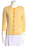 St. John Collection Knits Yellow and White Striped Jacket Size 6 Made in USA (preowned)