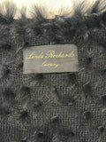 Linda Richards Luxury women’s black open front rabbit fur vest, size small, (preowned)