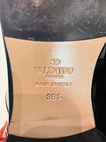 Valentino Garavani Black Patent Leather Lace-Trim Lace-Up Boots size 38.5 (preowned)