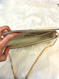 Louis Vuitton Cream and Gold Clutch with Monogram Design