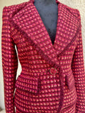 Tory Burch Set Victory Burgundy Metallic Tweed Blazer Jacket skirt set size 2 (preowned)