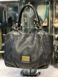 Marc by Marc Jacobs Black Leather Structured Tote Handbag with Gold Hardware (preowned)