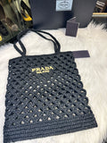 PRADA logo-embroidered crochet tote bag. authentic (preowned) never used.