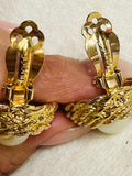 St. John Gold-Tone Earrings with Pearl Accent ( preowned)