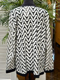 Misook Black and White Wave-Pattern Knit Cardigan 1X (preowned)