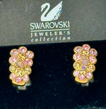 Swarovski Gold Earrings with Pink Crystals (preowned)