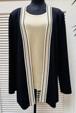 Misook Women’s Twin Cardigan and she’ll sweater Set in Black/light beige s:1X