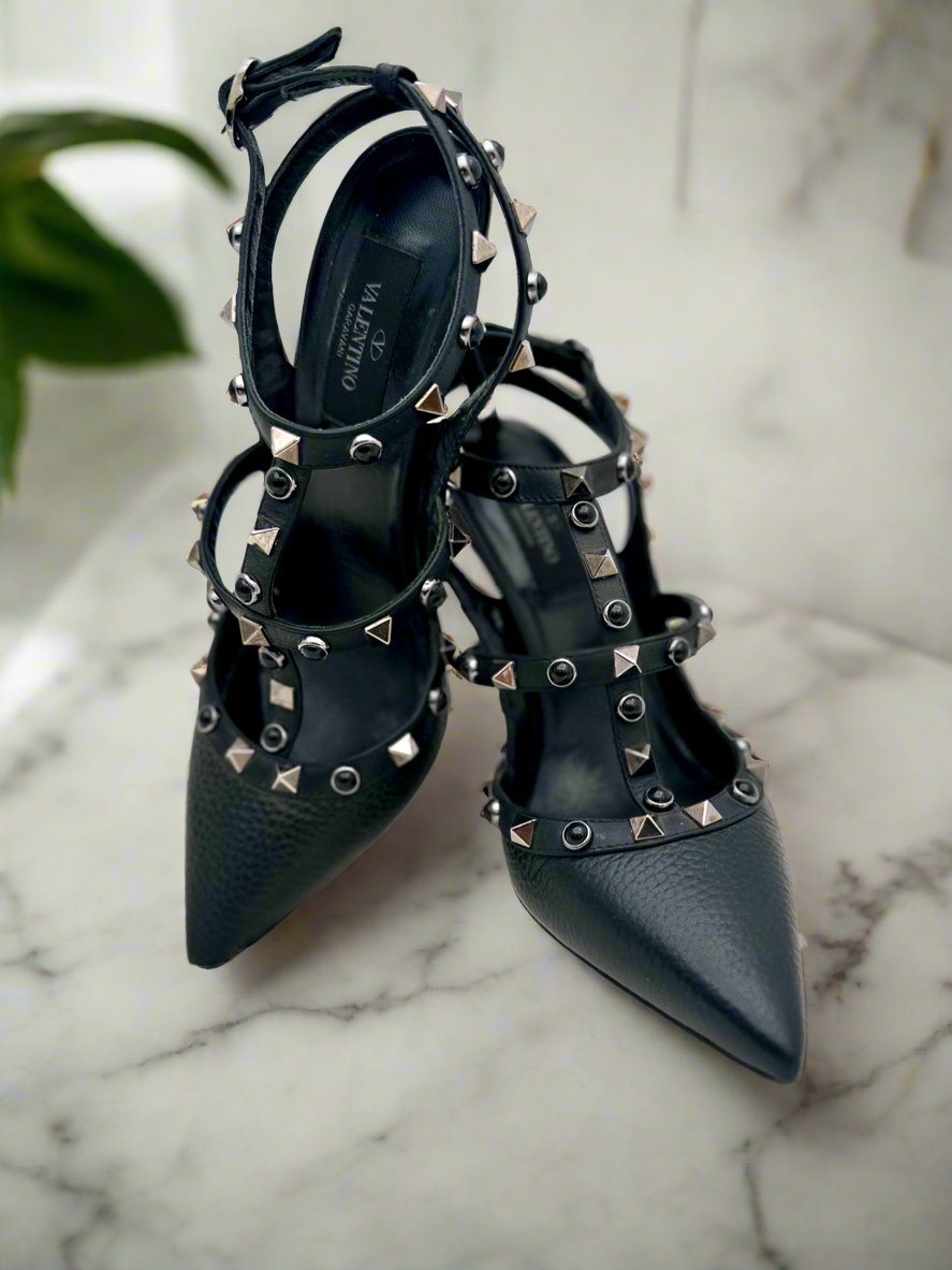 VALENTINO GARAVANI Rockstud Pumps Black Size 37 (preowned
