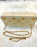 Louis Vuitton Cream and Gold Clutch with Monogram Design