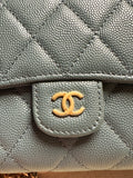 Chanel Blue / turquoise Quilted Leather Wallet (preowned)