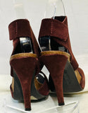 Pedro Garcia Burgundy Suede Peep-Toe High Heel Sandals size37.5 (preowned)