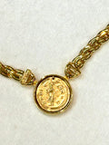 Carolee Gold Braided Necklace with Circular Pendant (preowned)