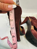 Pedro Garcia Burgundy Suede Peep-Toe High Heel Sandals size37.5 (preowned)
