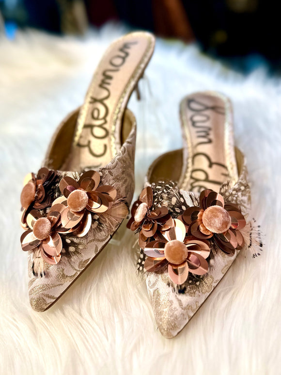 SAM EDELMAN
Dorcy Embellished Mule In Cameo Pink 
(preowned)