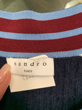 Sandro Navy Blue V-Neck Sweater with Red and Blue Accents (unisex) S:1 (preowned)