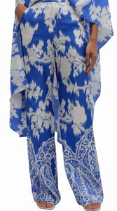 ETRO MILANO Women’s Blue Floral Paisley Print wide-leg silk Pants size 44 EUR (preowned)