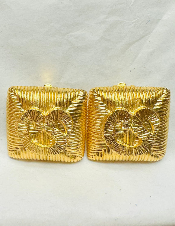 St. John Gold Square Clip-On Earrings (preowned)