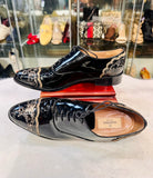 Valentino Garavani Black Patent Leather Lace-Trim Lace-Up Boots size 38.5 (preowned)