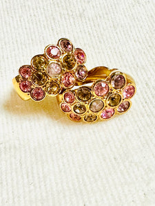 Swarovski Gold Earrings with Pink Crystals (preowned)
