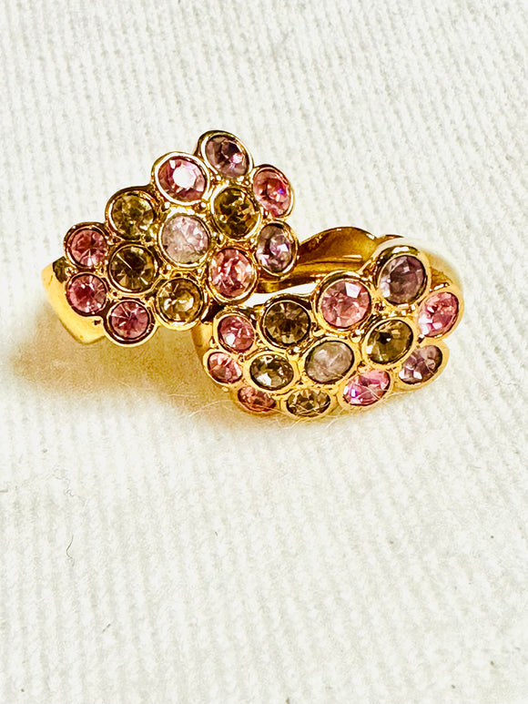 Swarovski Gold Earrings with Pink Crystals (preowned)