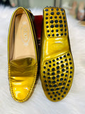 Tod's Shiny Gold Patent Leather Penny Loafers - Women's size 38 (preowned)