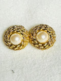 St. John Gold-Tone Earrings with Pearl Accent ( preowned)