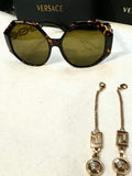 Versace Sunglasses Over Sized Havana Brown with Gold Chain (preowned)